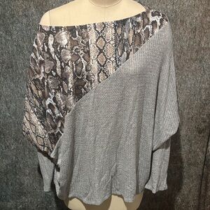 Fantastic Fawn Gray and Snake Print Off-Shoulder Top